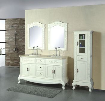 Bathroom Double Sink Vanity on Double Sink Wooden Bathroom Vanity Cabinet In Ivory Color From Double