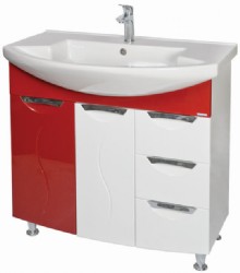 Red White Glossy PVC Bathroom Cabinet on Floor,PVC Bathroom Vanity D4224