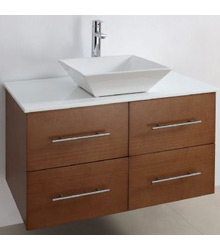Wall mounted bathroom vanity with wooden veneer M953
